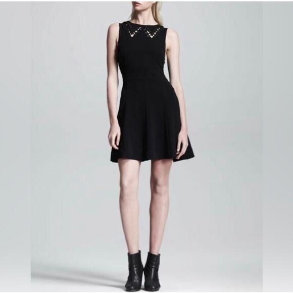 rag & bone Dresses & Skirts - Rag & Bone Lillian Dress Black Laced Collar Grommet Lacing Cutouts Size 2 Mini